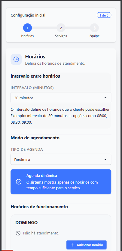 Intervalo e modo de agendamento